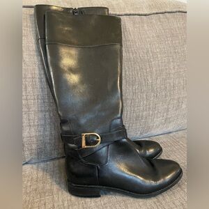 Cole Haan - Catskills Black Knee High Boots with Gold Accent -
